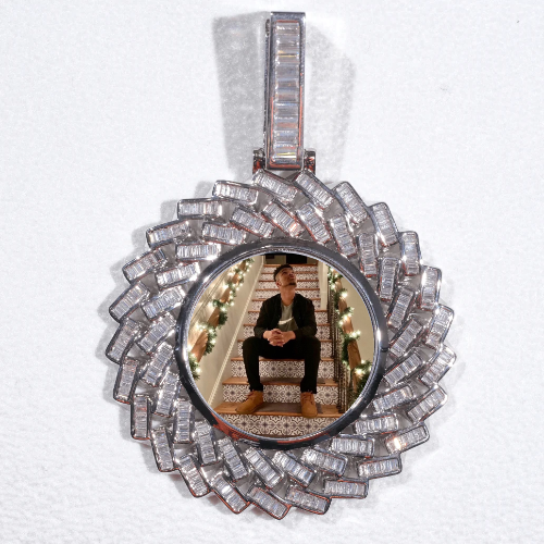 Large 3D Baguette Custom Picture Pendant