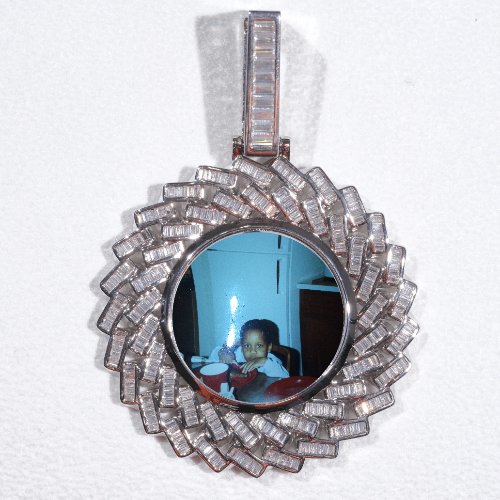 Large 3D Baguette Custom Picture Pendant