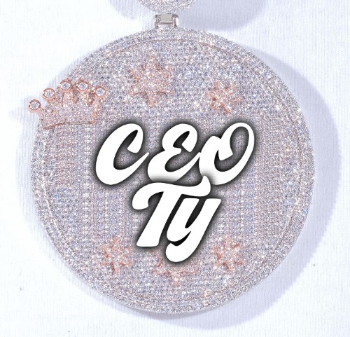 CUSTOM LETTER NECKLACE 3D BIG CROWN DISC