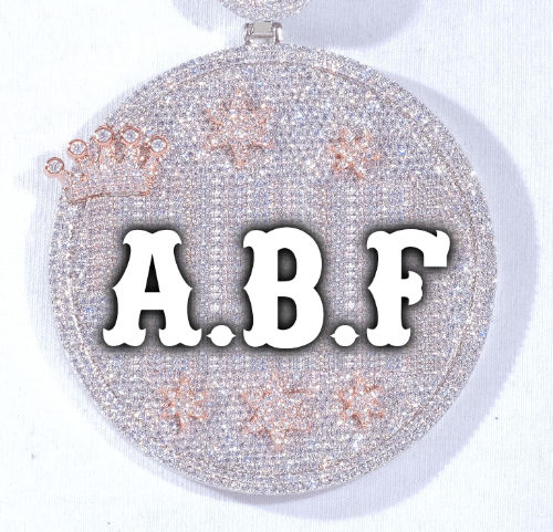CUSTOM LETTER NECKLACE 3D BIG CROWN DISC