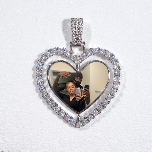 3D Spinning 2-Faced Heart Custom Picture Pendant