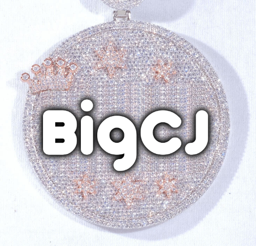 CUSTOM LETTER NECKLACE 3D BIG CROWN DISC