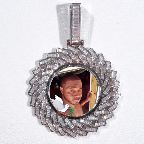 Large 3D Baguette Custom Picture Pendant