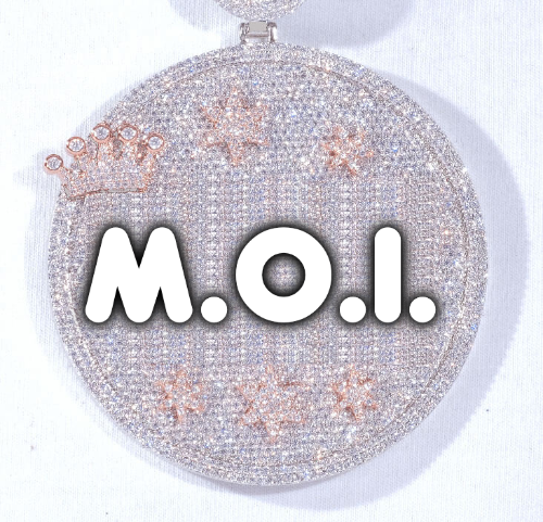 CUSTOM LETTER NECKLACE 3D BIG CROWN DISC