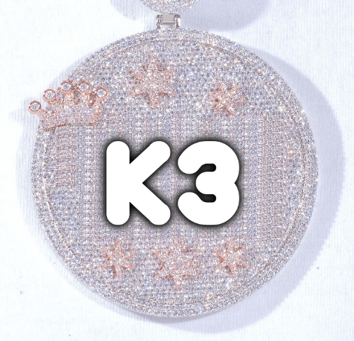 CUSTOM LETTER NECKLACE 3D BIG CROWN DISC