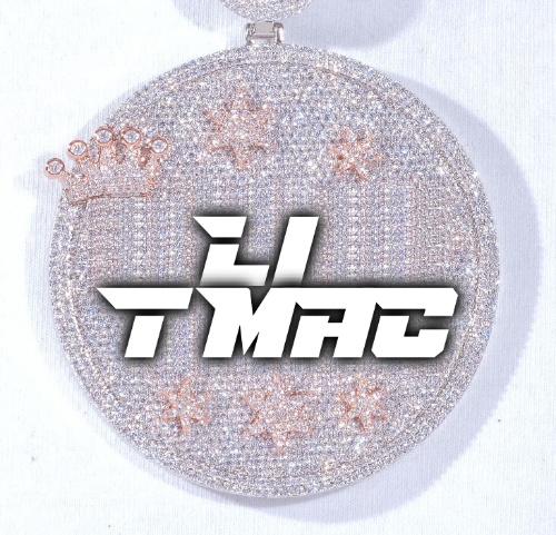 CUSTOM LETTER NECKLACE 3D BIG CROWN DISC