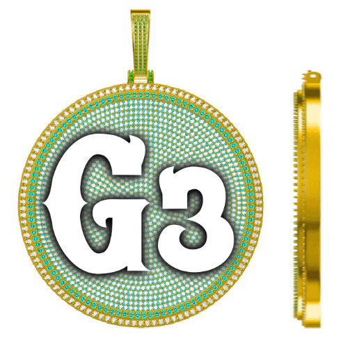 CUSTOM LETTER NECKLACE 3D BIG DISC