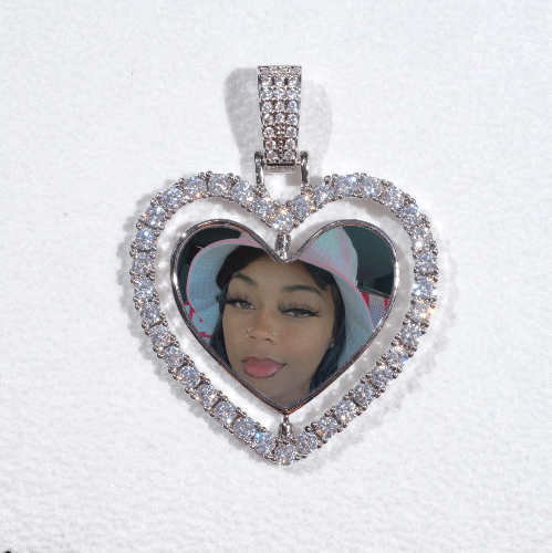 3D Spinning 2-Faced Heart Custom Picture Pendant