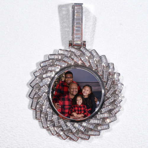 Large 3D Baguette Custom Picture Pendant