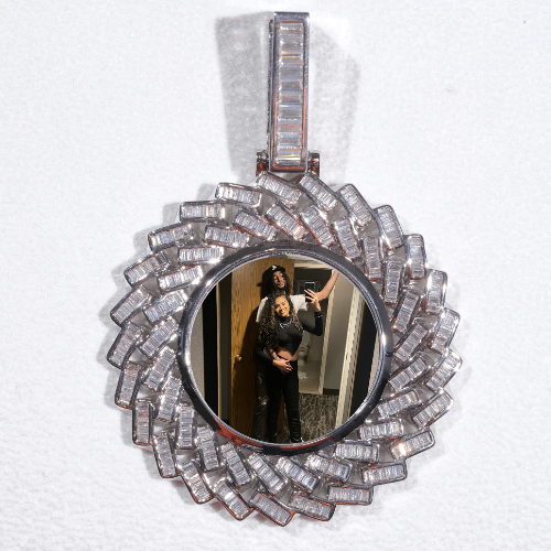 Large 3D Baguette Custom Picture Pendant