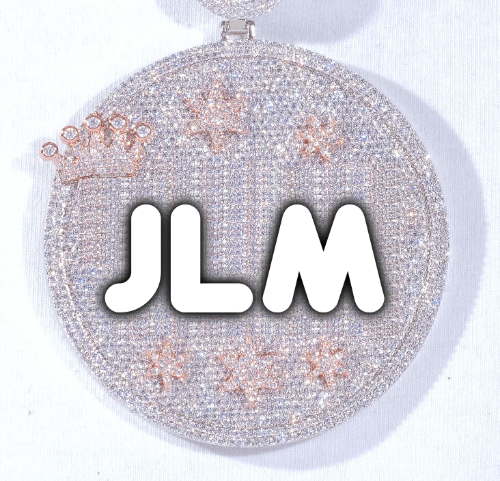 CUSTOM LETTER NECKLACE 3D BIG CROWN DISC