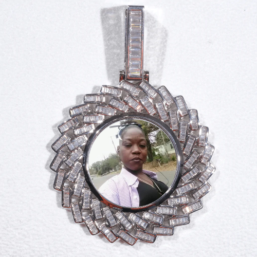 Large 3D Baguette Custom Picture Pendant
