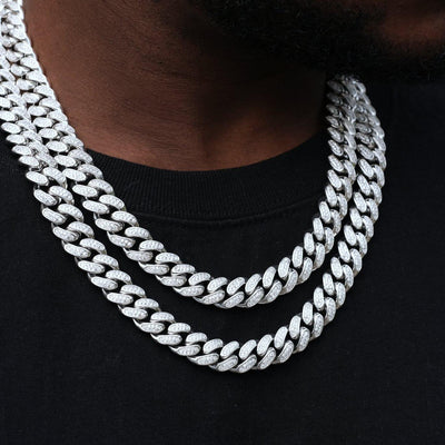 12mm Diamond Cuban Chain in White Gold - The GUU Shop