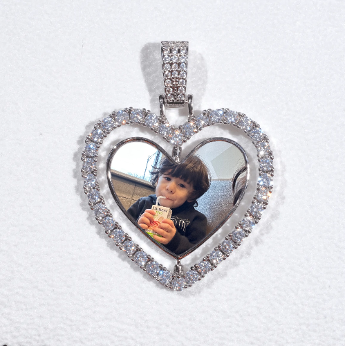 3D Spinning 2-Faced Heart Custom Picture Pendant