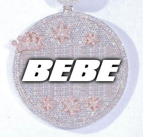 CUSTOM LETTER NECKLACE 3D BIG CROWN DISC