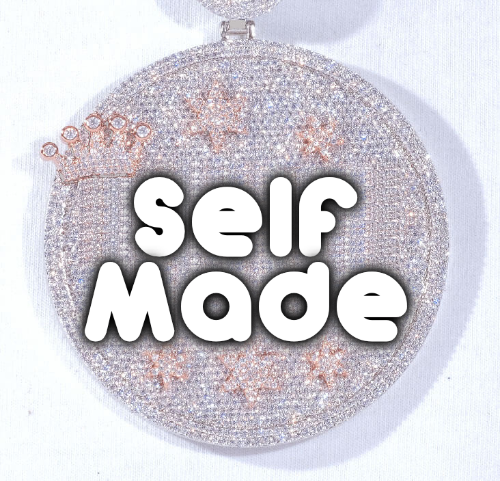 CUSTOM LETTER NECKLACE 3D BIG CROWN DISC