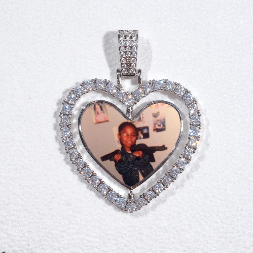 3D Spinning 2-Faced Heart Custom Picture Pendant
