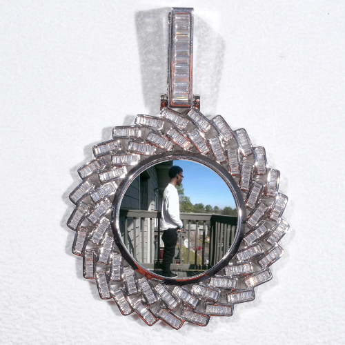 Large 3D Baguette Custom Picture Pendant