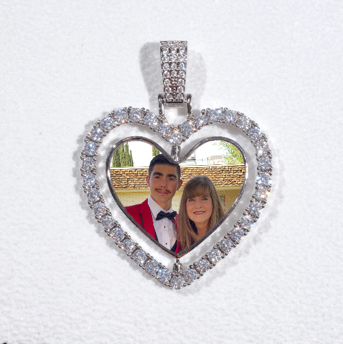 3D Spinning 2-Faced Heart Custom Picture Pendant