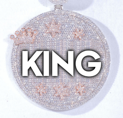 CUSTOM LETTER NECKLACE 3D BIG CROWN DISC