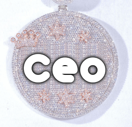 CUSTOM LETTER NECKLACE 3D BIG CROWN DISC