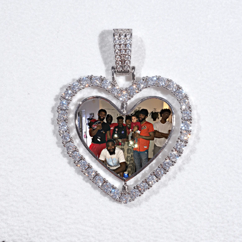 3D Spinning 2-Faced Heart Custom Picture Pendant