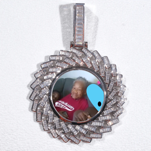 Large 3D Baguette Custom Picture Pendant