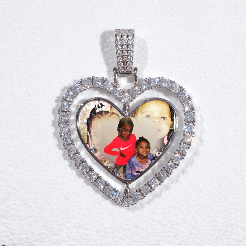 3D Spinning 2-Faced Heart Custom Picture Pendant