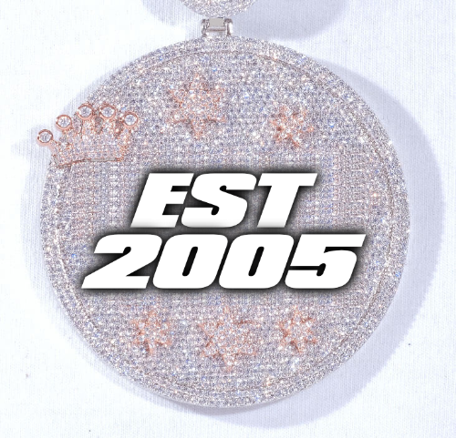 CUSTOM LETTER NECKLACE 3D BIG CROWN DISC