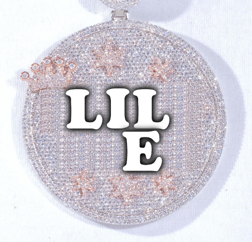 CUSTOM LETTER NECKLACE 3D BIG CROWN DISC