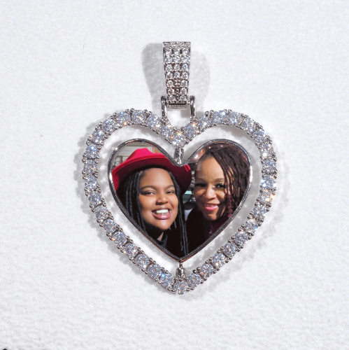 3D Spinning 2-Faced Heart Custom Picture Pendant
