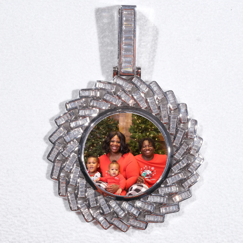 Large 3D Baguette Custom Picture Pendant