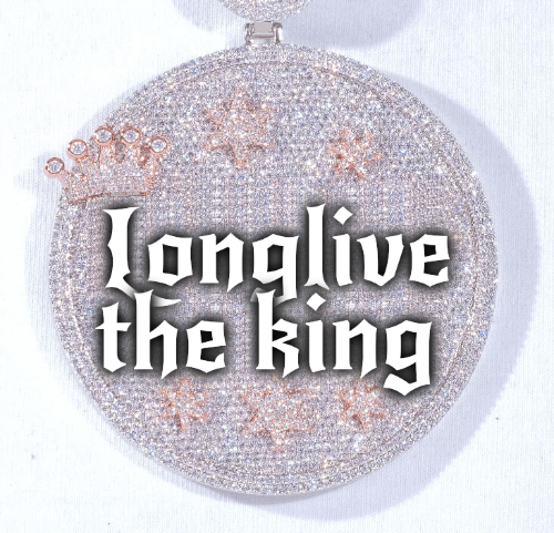 CUSTOM LETTER NECKLACE 3D BIG CROWN DISC