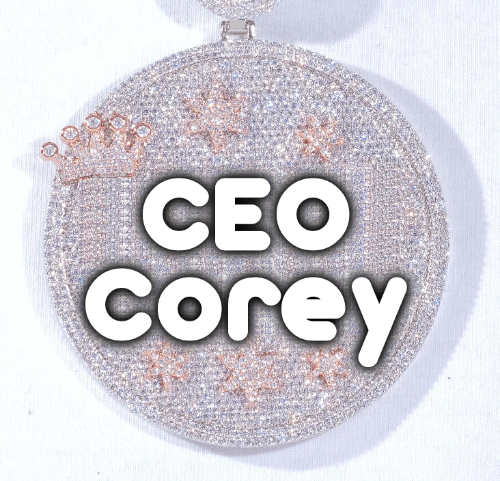 CUSTOM LETTER NECKLACE 3D BIG CROWN DISC
