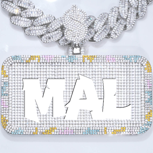 CUSTOM LETTER NECKLACE 3D COLORFUL SQUARE