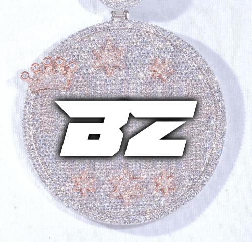 CUSTOM LETTER NECKLACE 3D BIG CROWN DISC