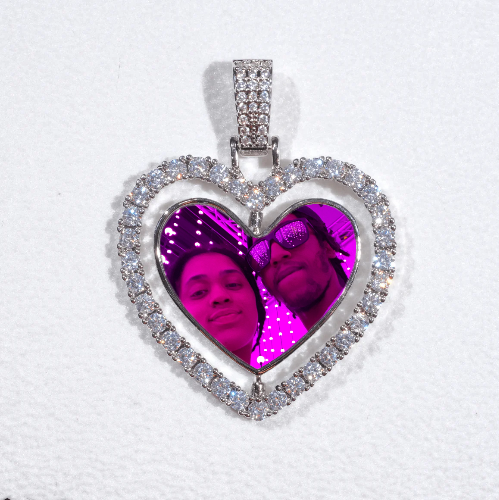 3D Spinning 2-Faced Heart Custom Picture Pendant