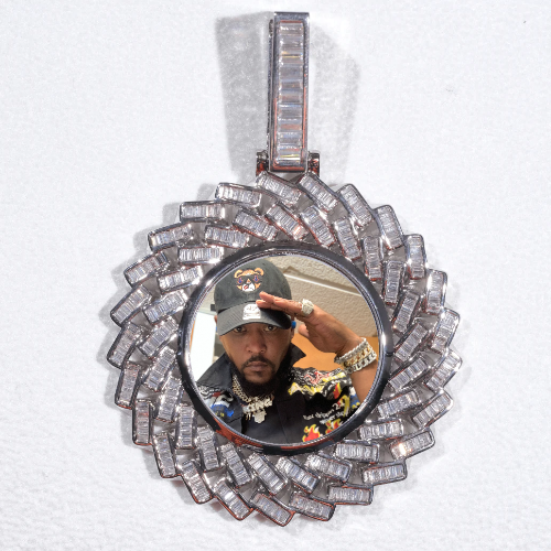 Large 3D Baguette Custom Picture Pendant