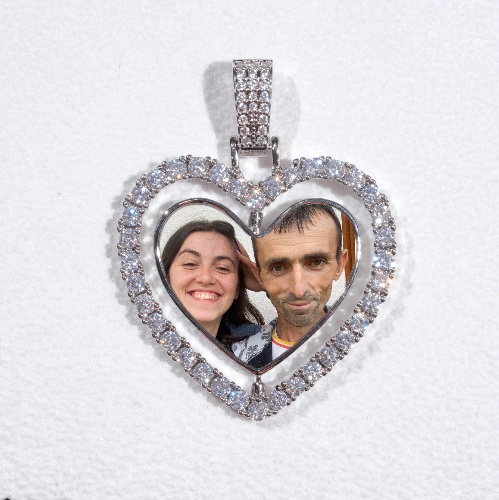 3D Spinning 2-Faced Heart Custom Picture Pendant