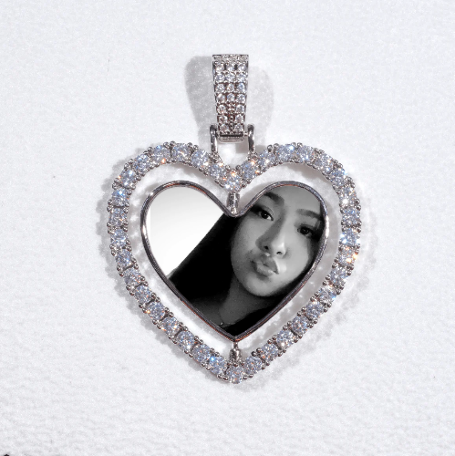 3D Spinning 2-Faced Heart Custom Picture Pendant