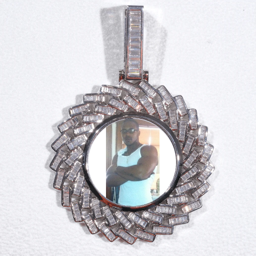 Large 3D Baguette Custom Picture Pendant