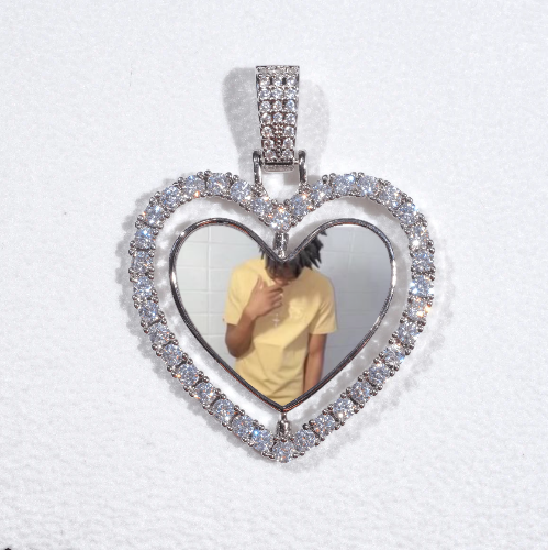 3D Spinning 2-Faced Heart Custom Picture Pendant