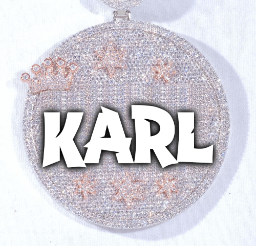 CUSTOM LETTER NECKLACE 3D BIG CROWN DISC