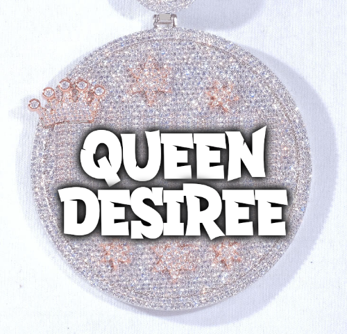 CUSTOM LETTER NECKLACE 3D BIG CROWN DISC