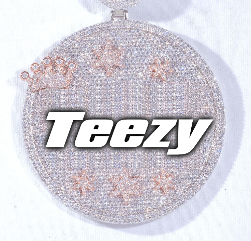 CUSTOM LETTER NECKLACE 3D BIG CROWN DISC