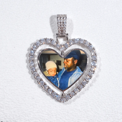 3D Spinning 2-Faced Heart Custom Picture Pendant