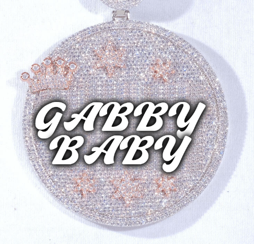 CUSTOM LETTER NECKLACE 3D BIG CROWN DISC