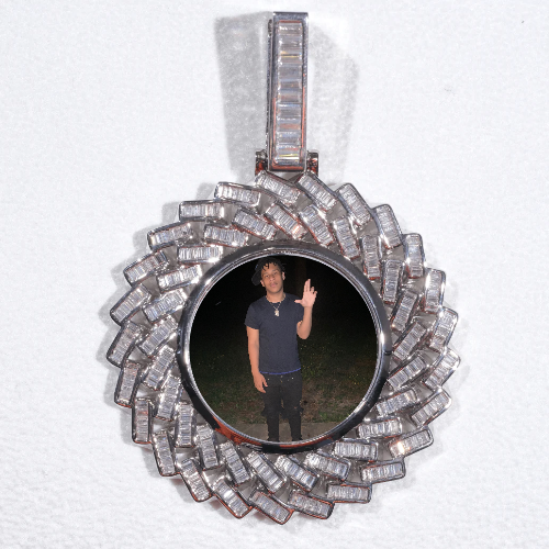 Large 3D Baguette Custom Picture Pendant