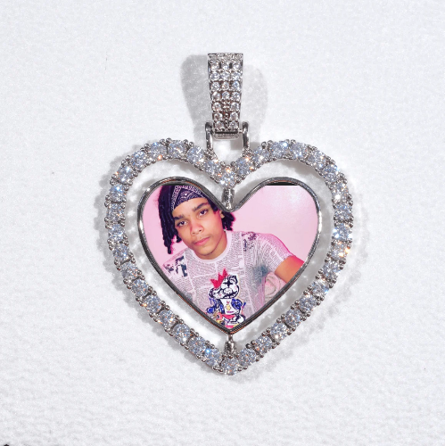 3D Spinning 2-Faced Heart Custom Picture Pendant