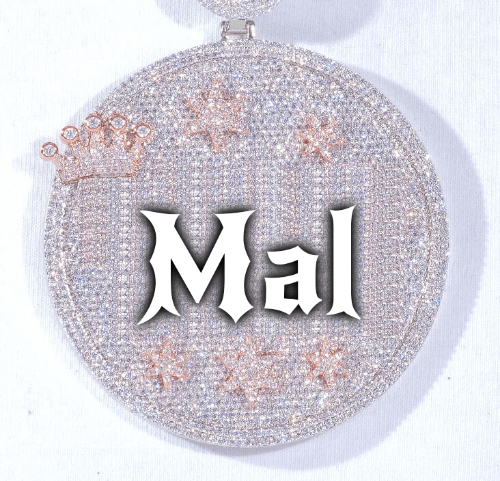 CUSTOM LETTER NECKLACE 3D BIG CROWN DISC
